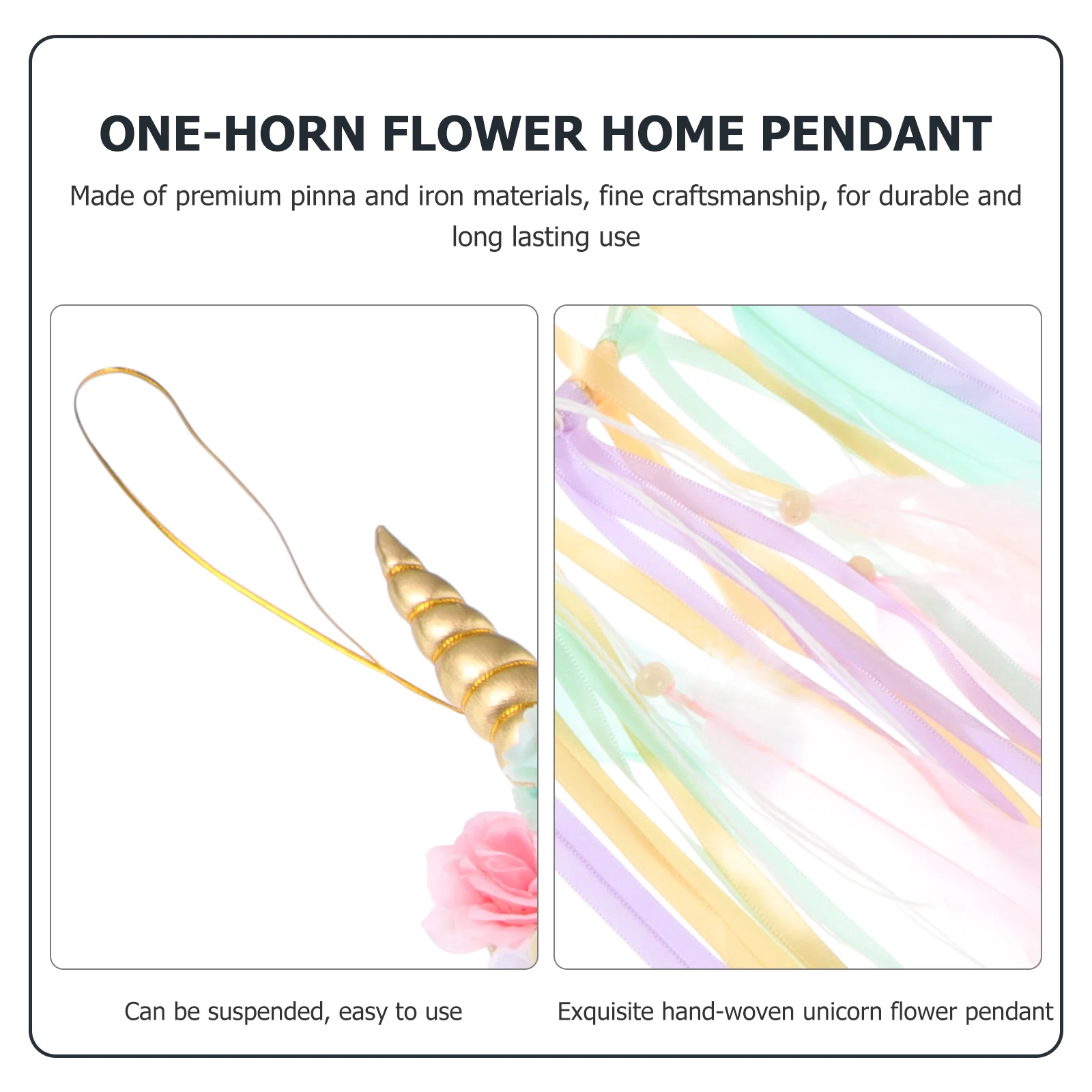 

Unicorn Horn Hanging Pendant Flower Wall Ornament Room Decorative Dreamcatcher Shape Gift For Girls Home Window Decoration