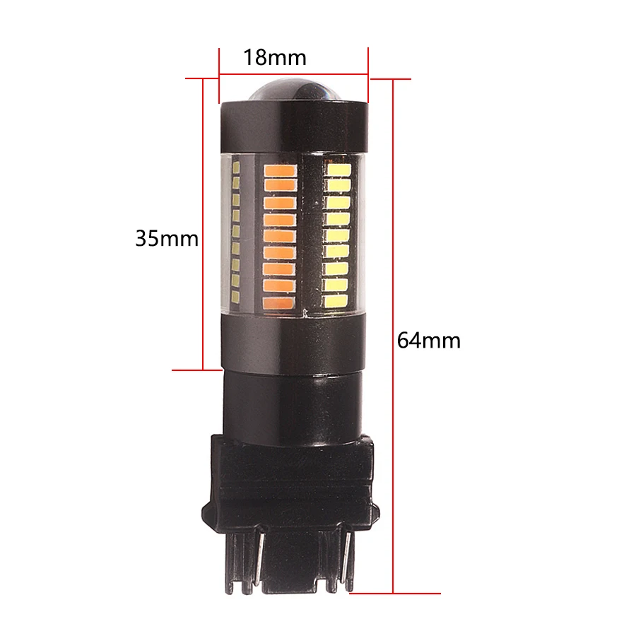 NHAUTP-bombilla LED de doble Color para coche, luz de señal de Color blanco a ámbar, T25, 3157 P21/7W, 4014, 66-SMD, 12-24V, 1 piezas