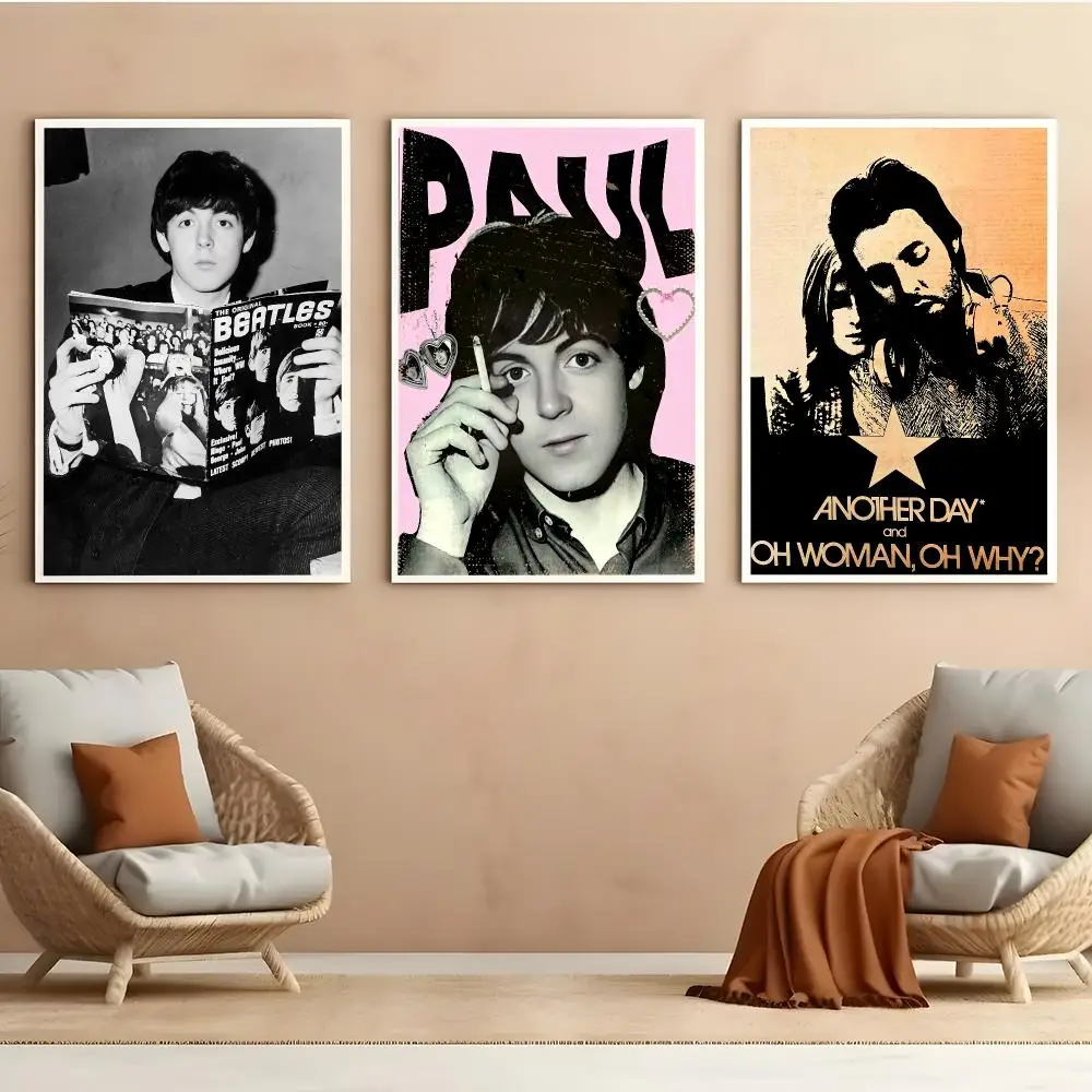 Musician P-Paul M-McCartney Poster Peel And Stick Matte Self Adhesive PVC Easy Apply Removable Waterproof Frameless Home Decor