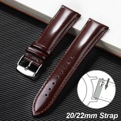 Glossy Genuine Leather Wristband for Rolex 20mm 22mm Sport Bracelet for Seiko Replacement Watchband for Casio Universal Belt