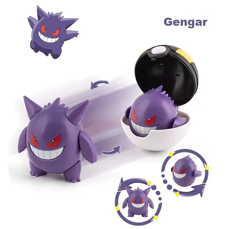 Autentico Pok è mon Pok é Ball GENGAR Trasformazione Bambola Pikachu DRAGONITE MEW Ornamento fatto a mano Regalo di Natale per bambini Giocattolo