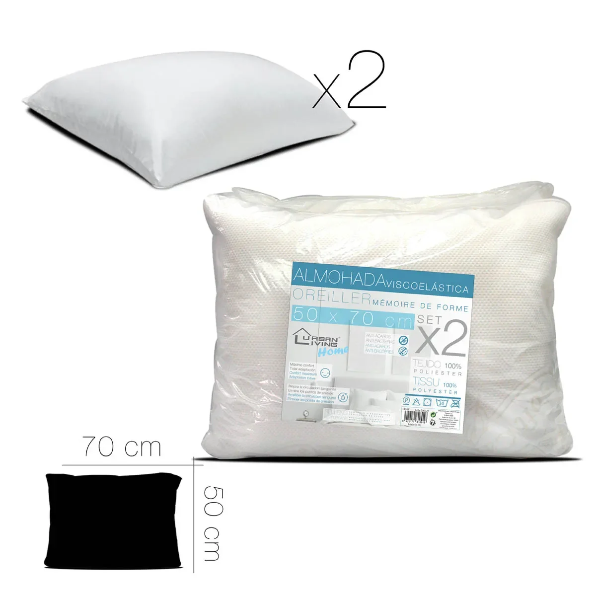 Fornor 50x70 Cm X2 viscoelastic pillow-breathable and hypoallergenic