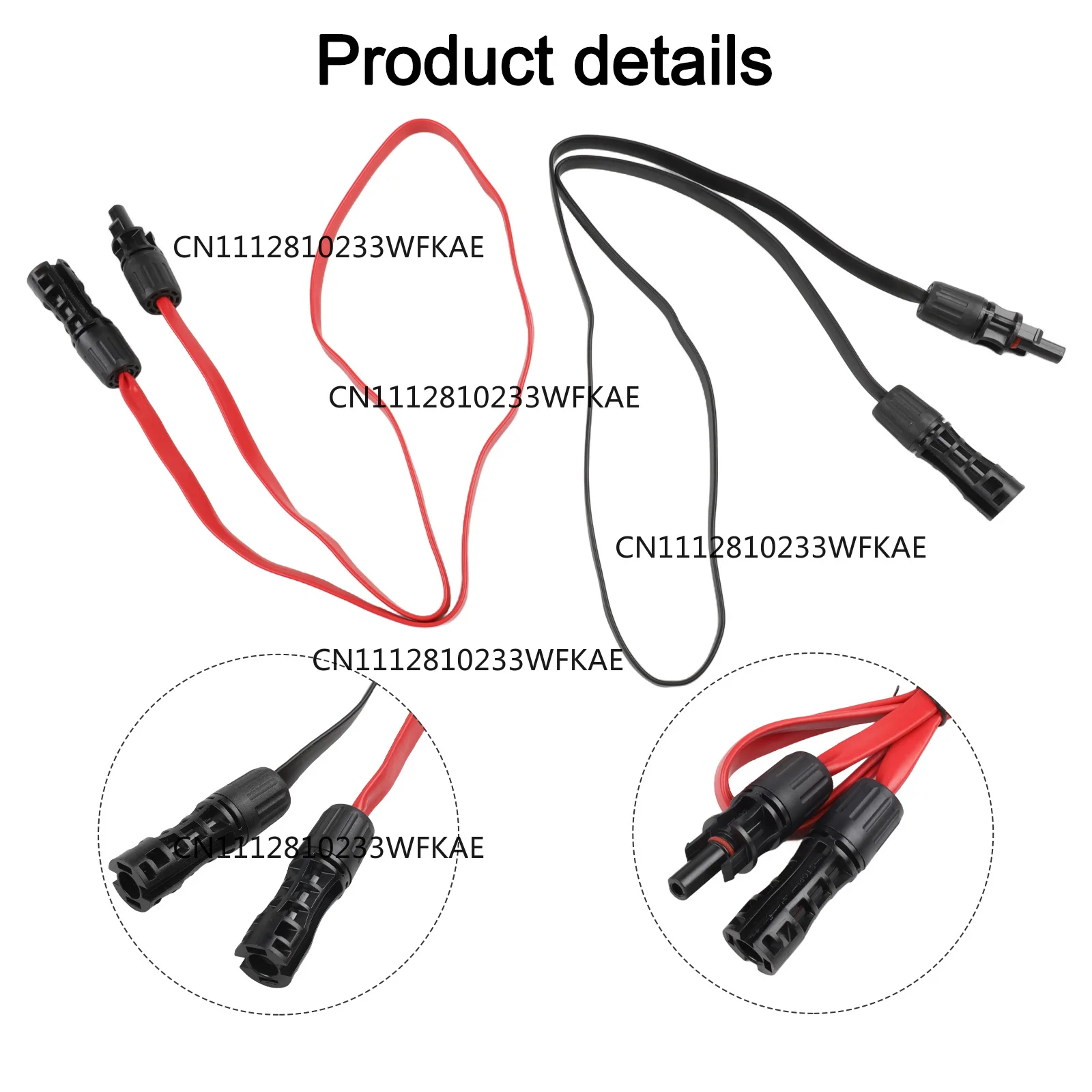 2Pcs Solar Extension Cable With Connector 1Meter 4mm2 1500V/50A PV Solar Cable Photovoltaic Wire Flexible Flat Solar Cables