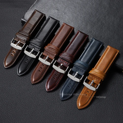 Imagen 2 del producto Correa de reloj de cuero genuino de liberación rápida, correa de reloj de cuero de 18mm, 20mm, 22mm, 24mm y 26mm, pulseras negras y marrones