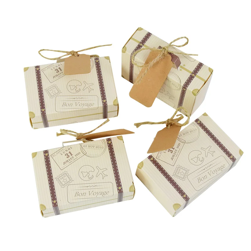 10 قطعة حقيبة سفر كاندي صندوق كرافت ورقة هدية صناديق التعبئة مع مقبض حبل العلامات الزفاف عيد الميلاد زينة حفلة عيد الميلاد #6
