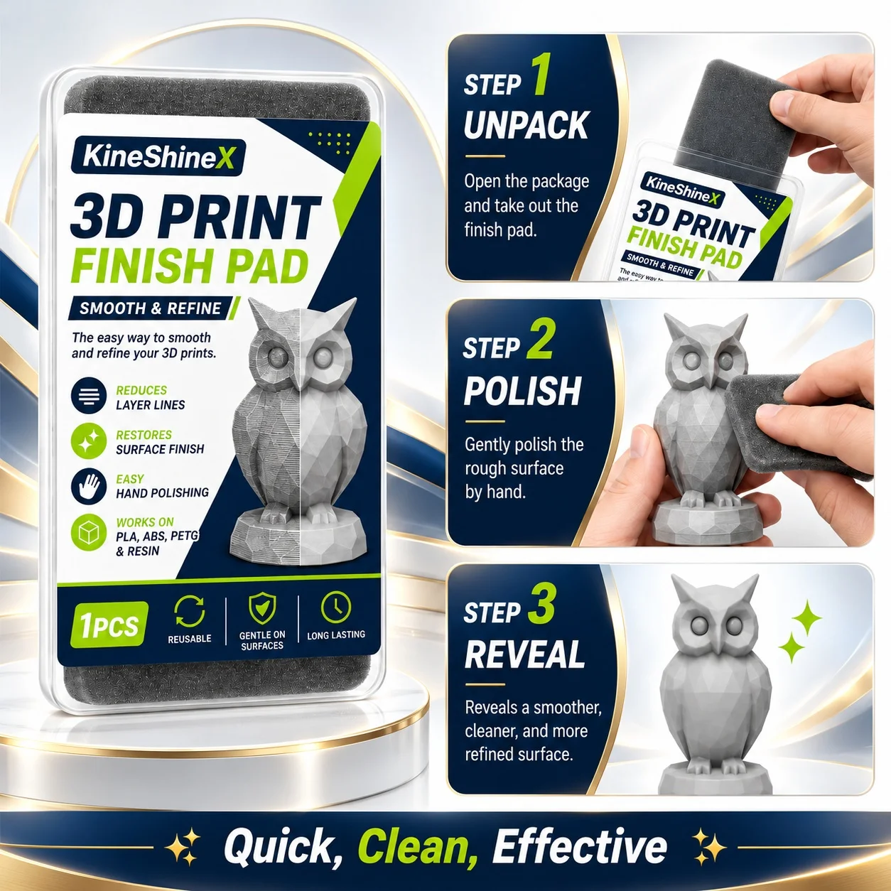 3D Print Finishing Pad Reusable Polishing Sponge For PLA ABS PETG Resin Models, Surface Smoothing Tool For Layer Lines & Props
