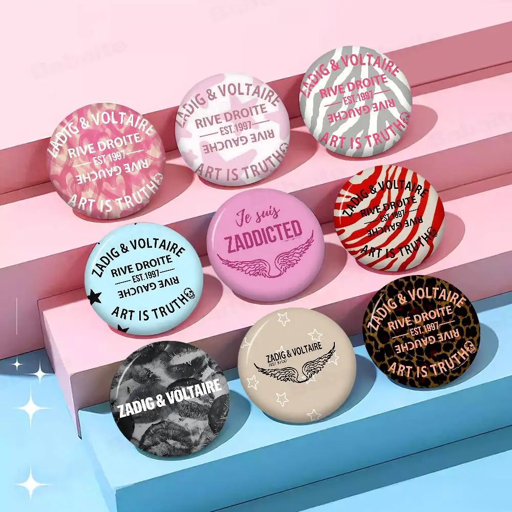 Broches de la marca de moda Z-Zadig V-Voltaire de 58 mm, serie Cute, insignias divertidas, broches de animales de dibujos animados interesantes, regalo para mochilas y ropa