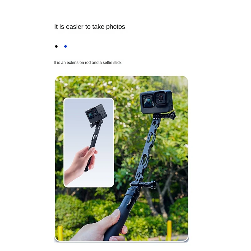 HFES Aluminium Alloy Selfie Hand Extension Arm Lengthen Rod Bracket For Gopro 11/10/9/ Action 3 Action Camera Accessoires