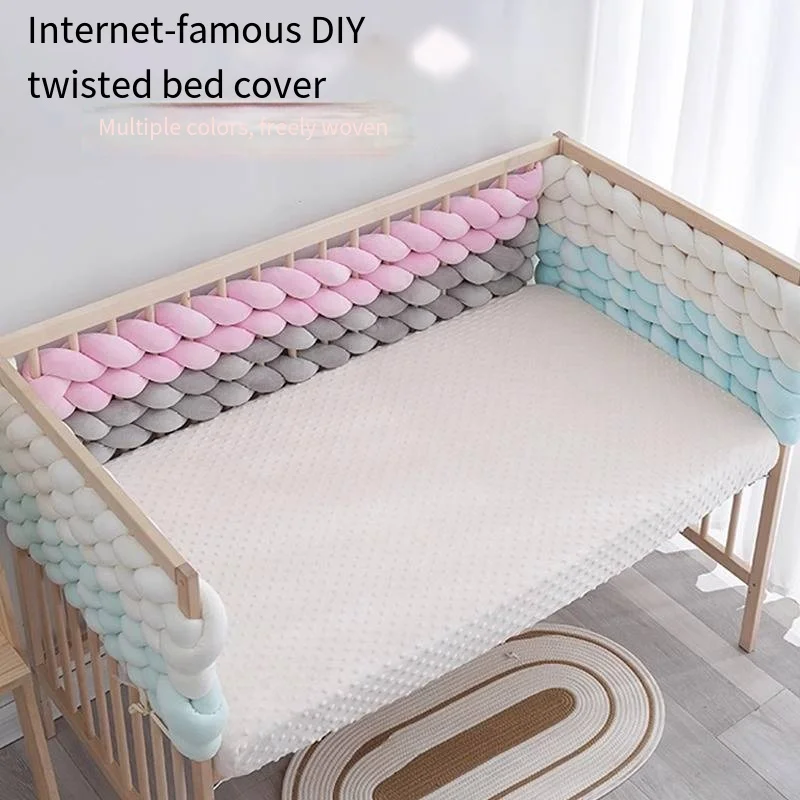

DIY Anti-collision Thick Braid Winding Strip Cribs ABDL Bedside Fence Soft Cozy Splicing Bed Woven Fence Guardrail Decoration