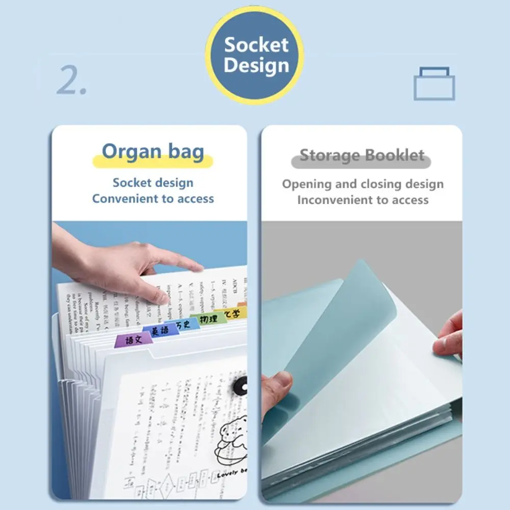 Cartoon Waterproof A4 File Folder Large Capacity 8/12Pockets Test Paper Storage Folder PP File Organizer Students