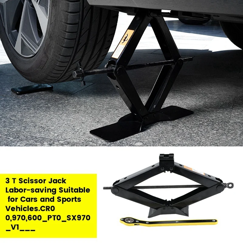 3T Jack With Wrench Crank Lifter Jack W/Car Tire Changer Scissor Lift Tool Crank Lifter SUV/MPV Maximum Height 100-430Mm