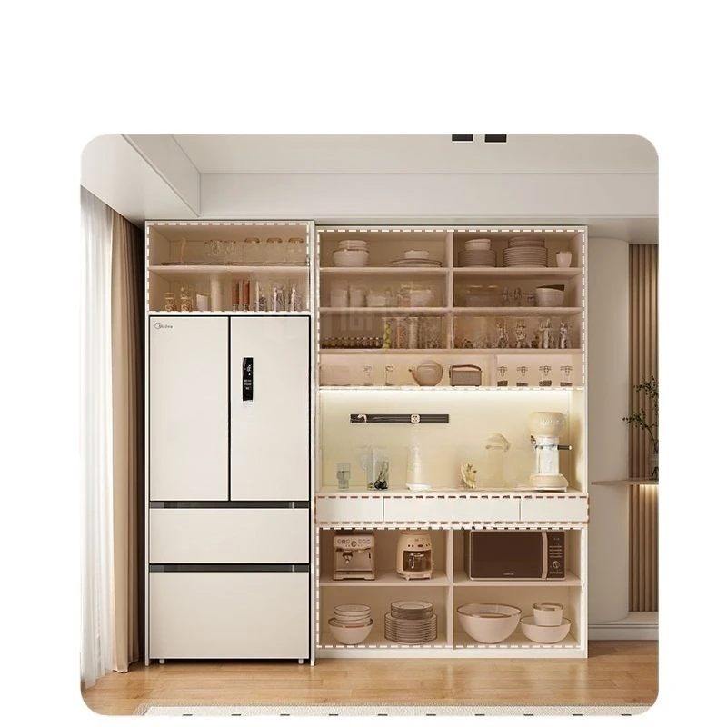 

Solid wood dining side cabinet, super thick cabinet with drawers, does not occupy a large capacity for assembly