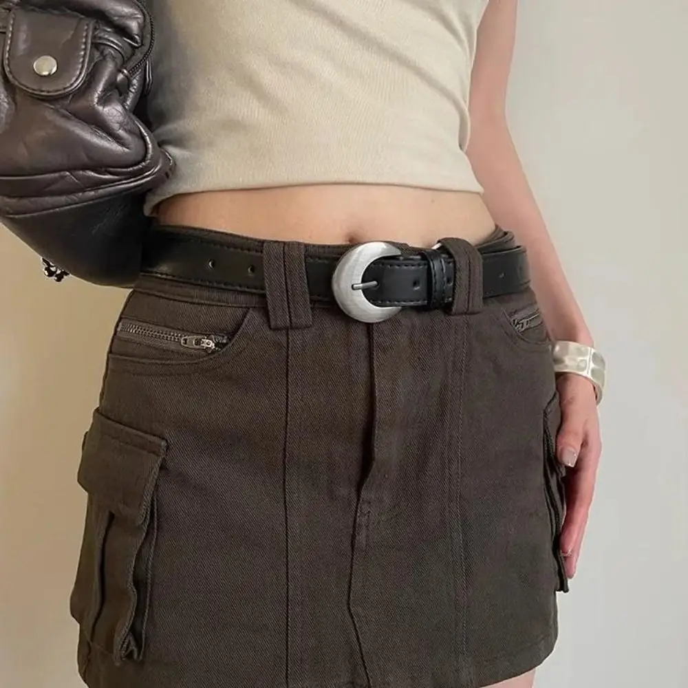 Modieuze designer damesriem Luxe zwarte maan tailleriem PU-leer Casual kleding Jeansriem Streetwear