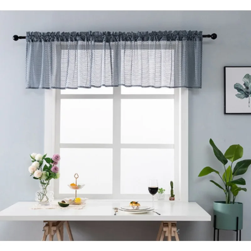 Gray shade curtain solid color bright silk diamond kitchen coffee curtain small fresh rod small curtain lace short curtain