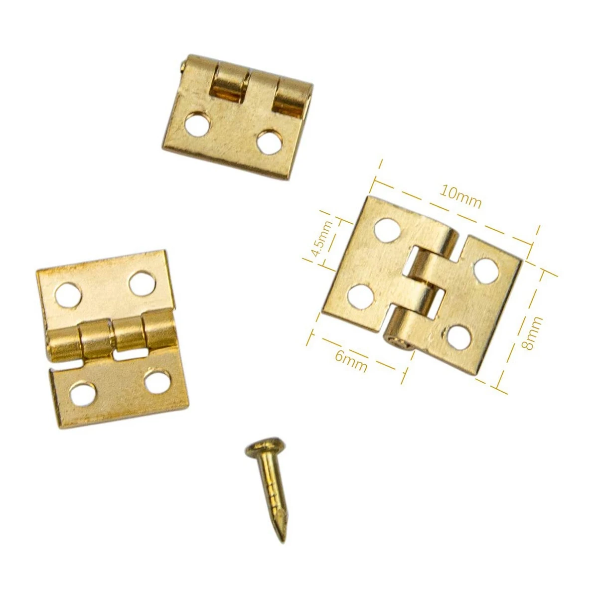 50Pack Miniature Hinges Hardware Jewelry Box Tiny Hardware with 200 Pieces Screws for Dollhouse Furniture Closet Cabinet