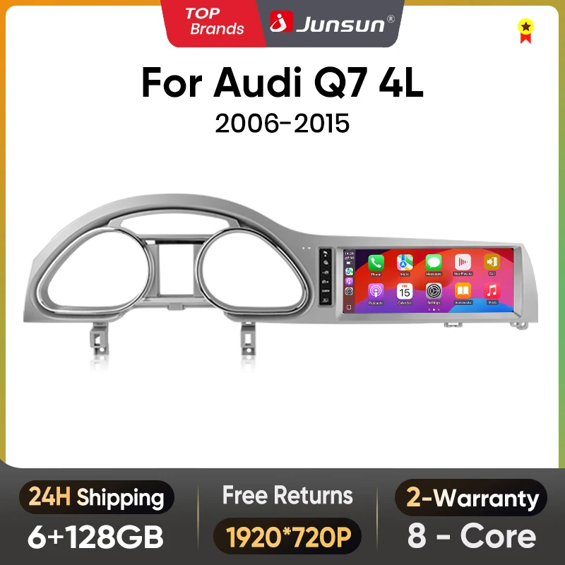 Junsun 10,25 pulgadas CarPlay para Apple Radio de coche Multimedia para Audi Q7 4L 2006-2015 Bluetooth inalámbrico Android Auto GPS estéreo 1