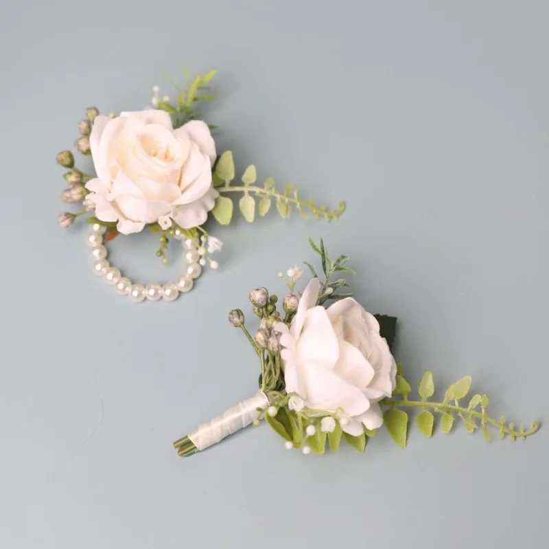Wedding Suit Corsage Man Flower Wedding Man Artifical Roses Wrist Corsage Wedding Accessories XH05