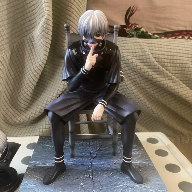 Novo tóquio ghoul estátua de pesquisa de madeira dourada modelo figura colecionável pose sentada na caixa anime em torno escultura brinquedo presente