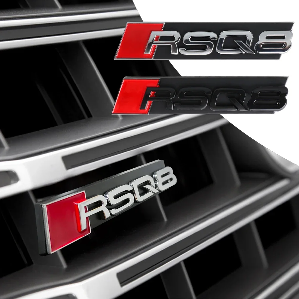 1 шт., значок на переднюю решетку радиатора автомобиля из АБС-пластика, декоративные наклейки с логотипом для Audi RSQ8, RSQ3, RSQ5, RSQ7, аксессуары для наружных модификаций