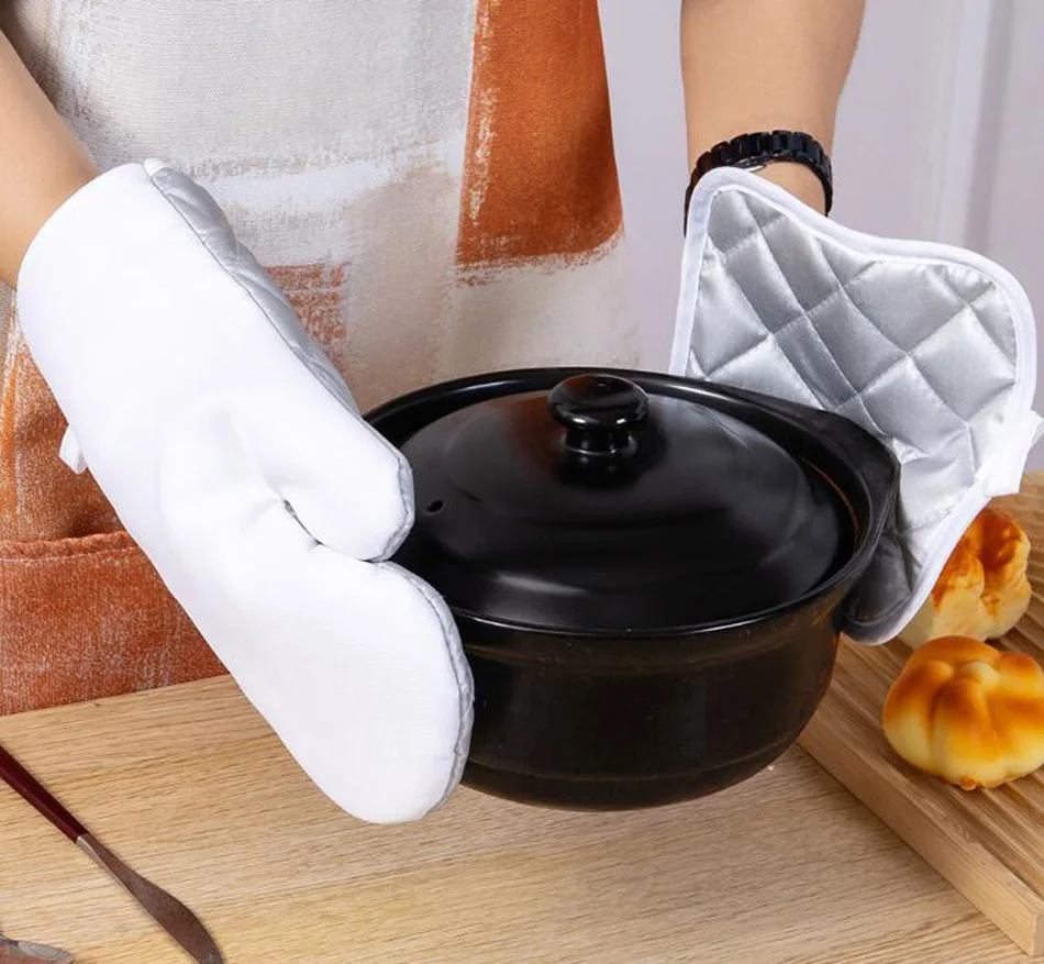 

DHL50sets Sublimation DIY White Blank Polyester Oven Mitts Gloves For Kitchen Cooking