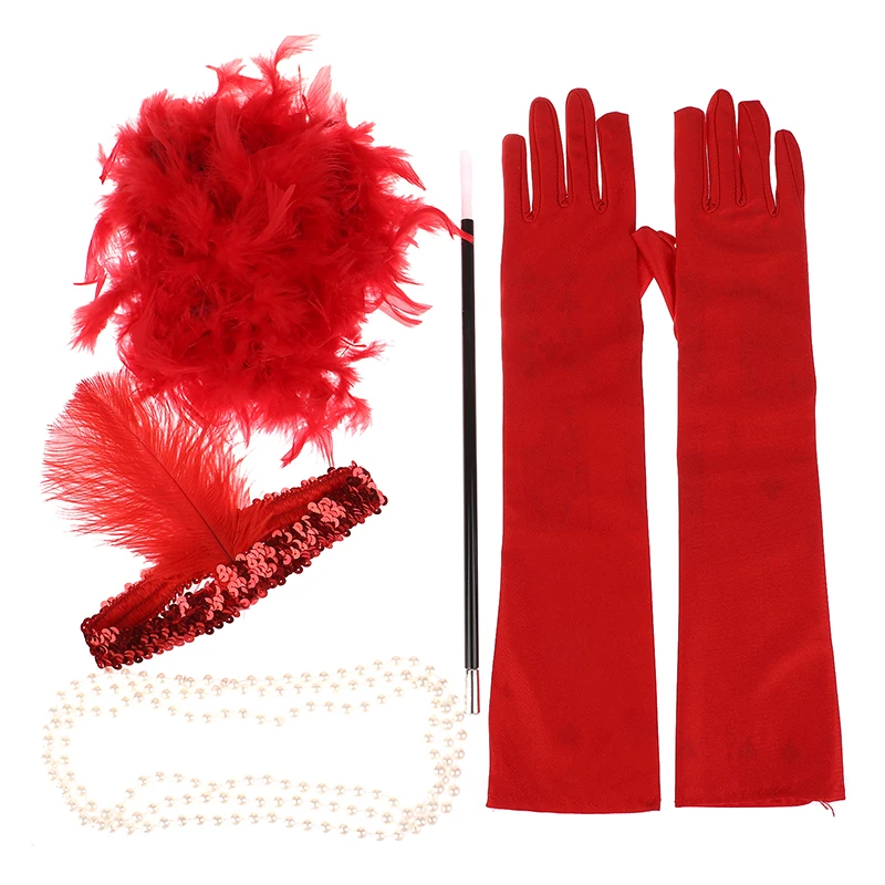 1920er Jahre Cosplay Flapper Charleston Kostüm 1920er Jahre Gatsby Accessoires rosa nackte Kopf bedeckung große Gatsby Feder Stirnband