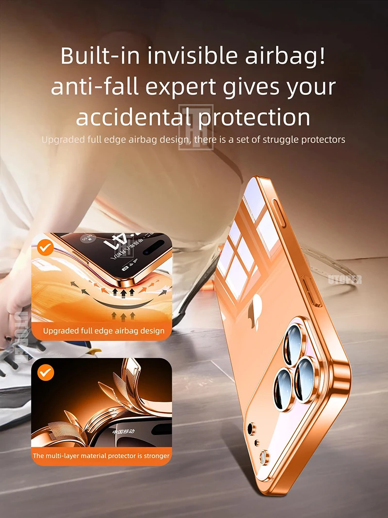 حافظة جديدة كاملة الحماية رفيعة للغاية وشفافة من مادة البولي يوريثان لهاتف آيفون 17 Air 16 15 14 13 12 11 Pro Max Plus غطاء ناعم عالي الدقة #4