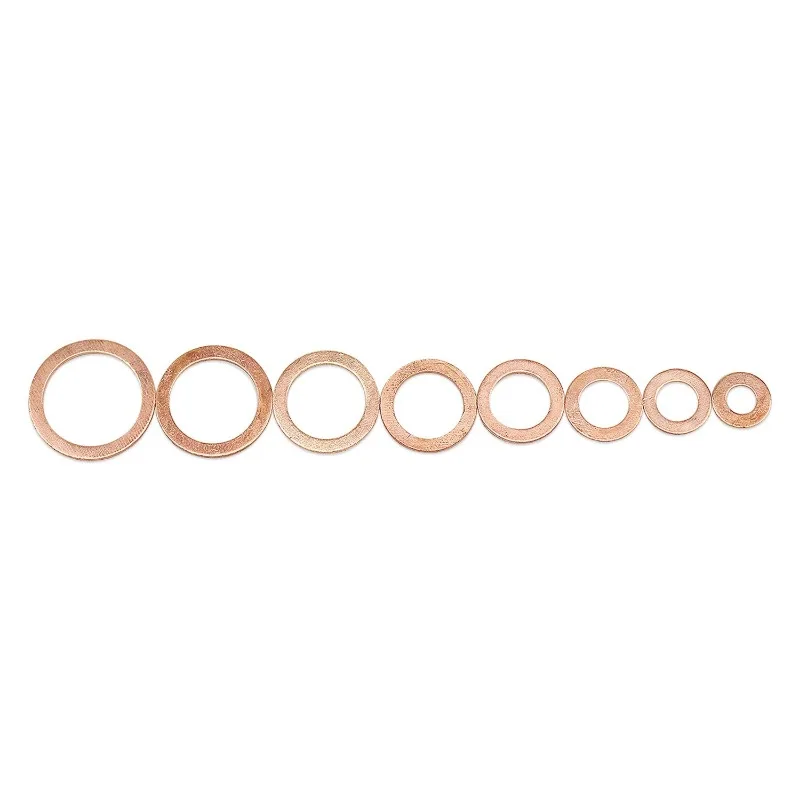 M6/M8/M10/M12/M14/M16/M18/M20 For Sump Plugs Washers 150PCS Copper Washer Gasket Nut And Bolt Set Flat Ring Seal Kit With Box