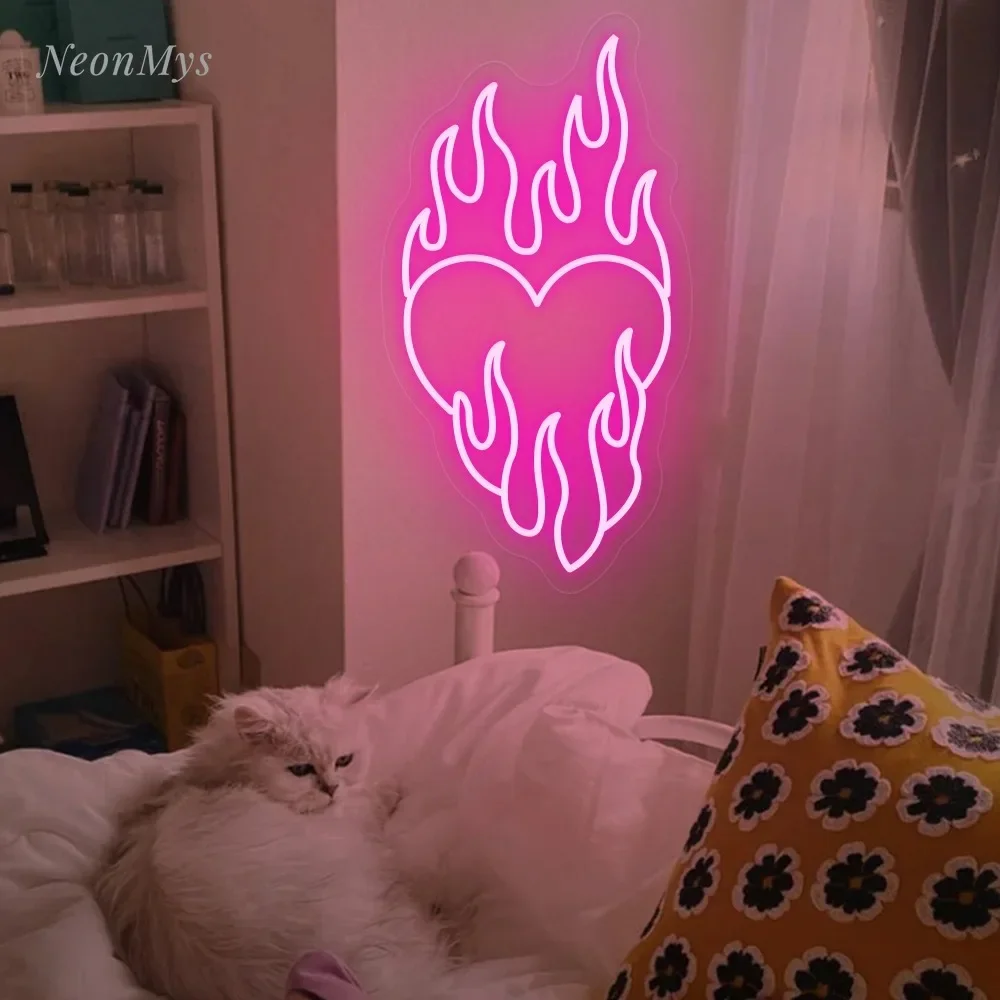 Letrero de neón Led en forma de corazón para decoración de fiesta, lámpara de noche, logotipo de Bar, diseño personalizado para pared de habitación, boda y cumpleaños