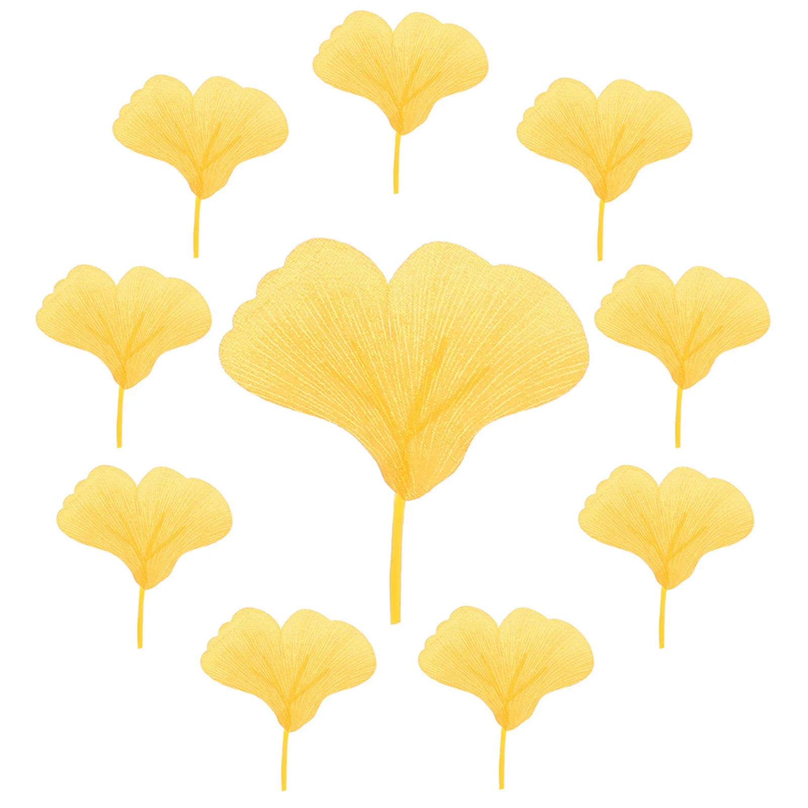 

300PCS Yellow Artificial Ginkgo Leaves Realistic Fall Foliage for Wedding Cake Decor Photo Backdrop DIY Craft Supply
