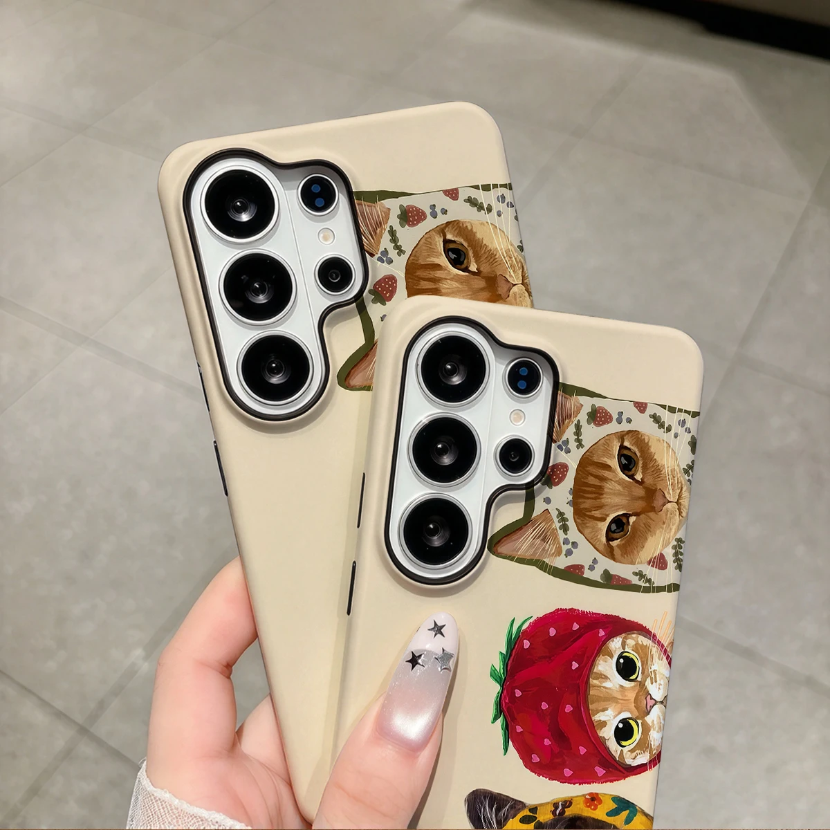 Fruit Kitties Phone Case For Samsung Galaxy S26 S25 Ultra S24 S23 Plus Hard Shock‑Absorption 2-in-1Protective Cover