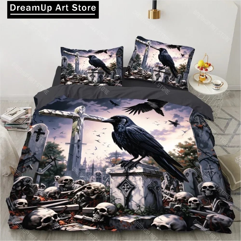 2026 Skull And Bird Bedding Set Cartoon Comforter Sets Double Queen King Twin Full Size Duvet Cover Set Kids Girls White Bed Lin