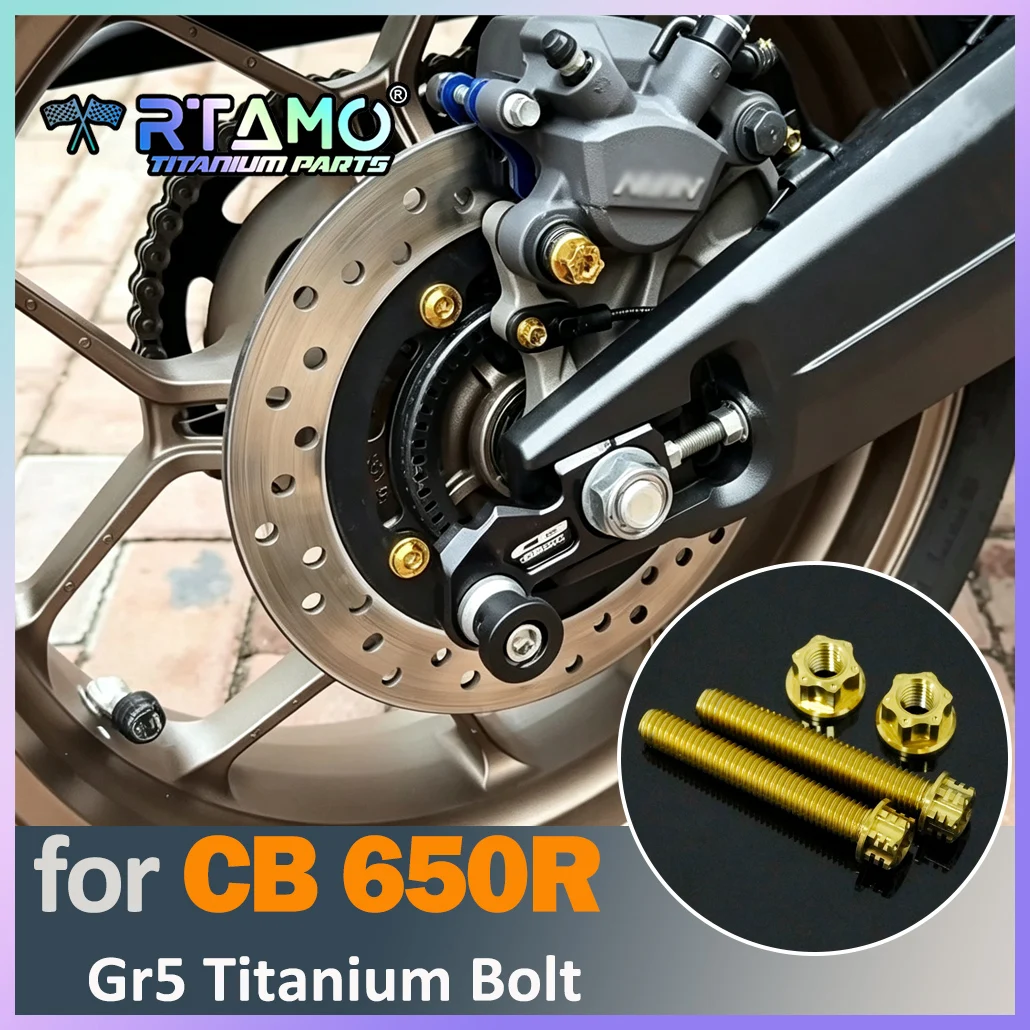 RTAMO Gr5 Titanium Bolt Rear Brake Disc Caliper Bolts Motorcycle Modified Screw Fit for Honda CB 650R 2024-2026