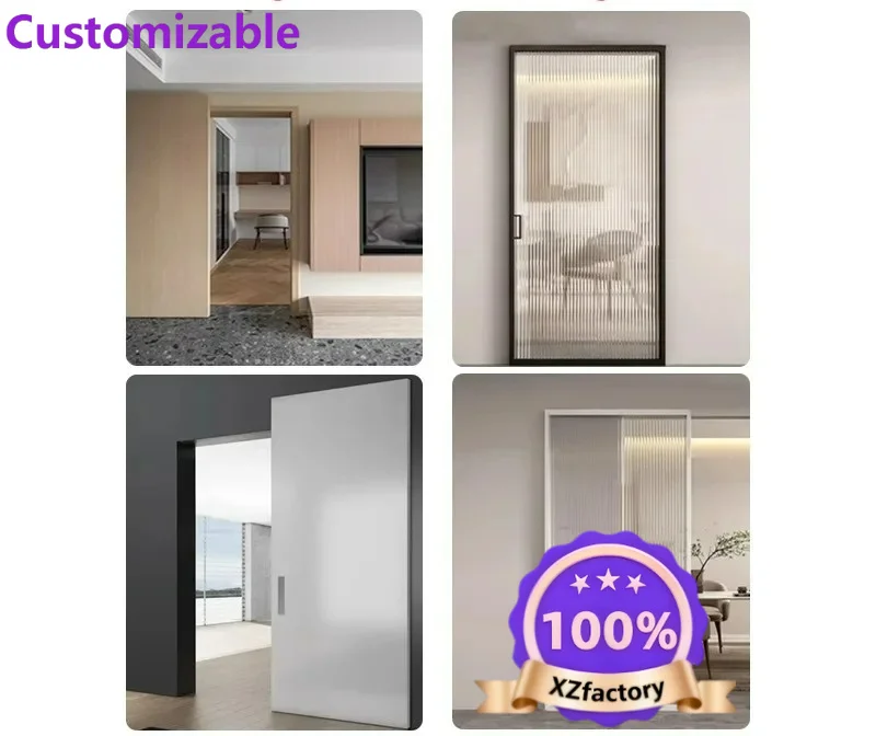 Factory Direct 2026 80 overlapping hidden trackless ghost door double buffer sliding track special hardware accessories wood
