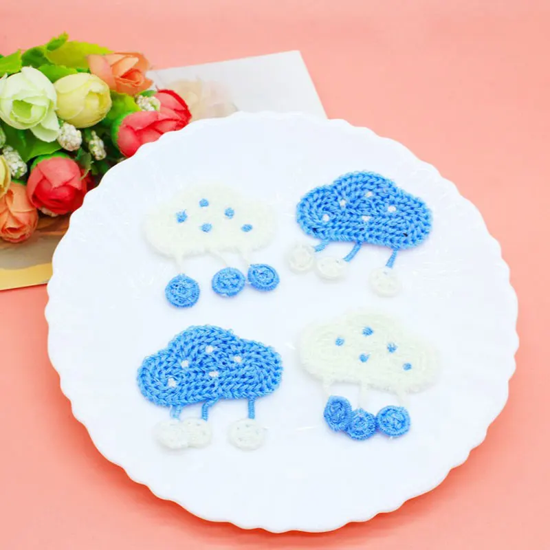 20 Stück gestrickte Stickereien mit Cartoon-Motiven von Regenwolken zum Verzieren von Kleidung, Schuhen und Hüten – ideal für DIY-Projekte. – Detail 1