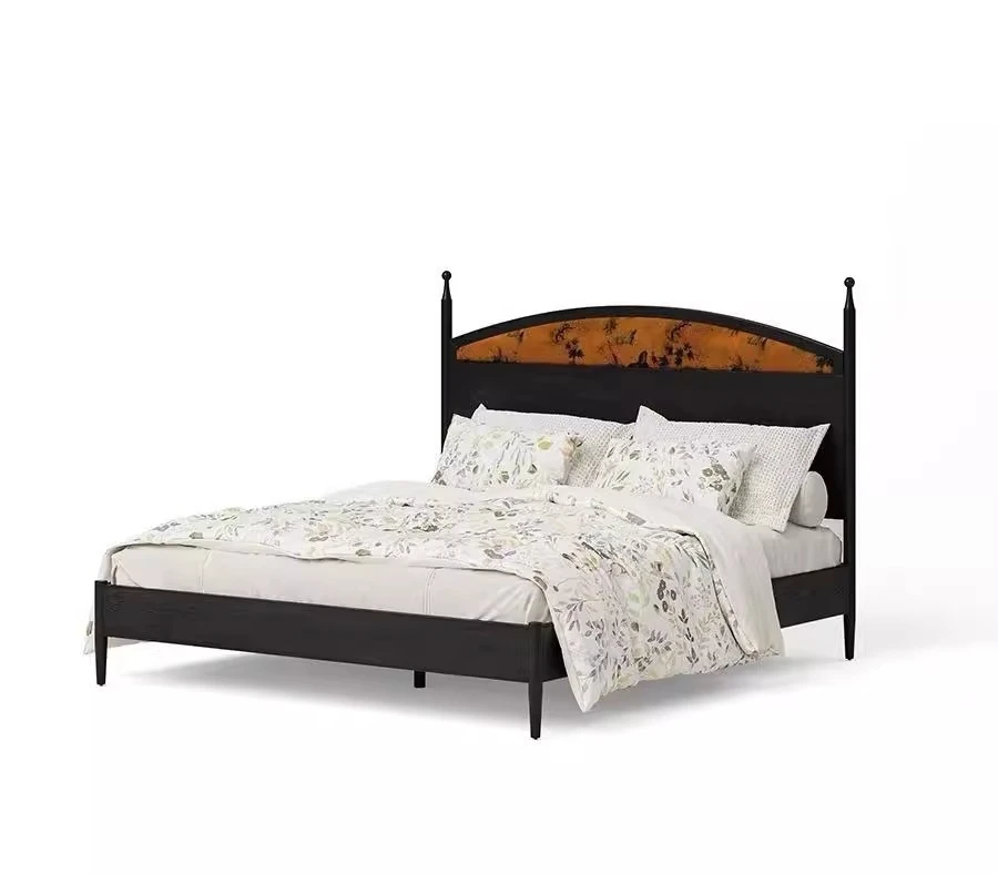 

French, retro, solid wood bed, medieval style, double, fragrant cloud yarn