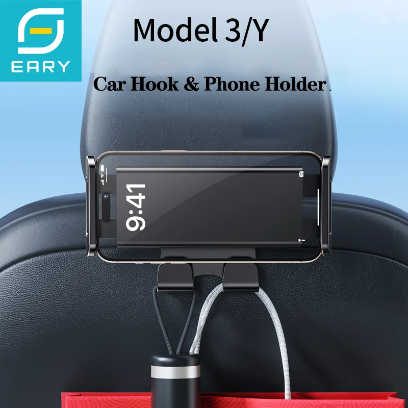 

Eary Tesla Headrest Hooks for Car Phone Holder Stand Car Seat Back Storage Organizers 2 Hook for Purses Handbags Grocery Bags