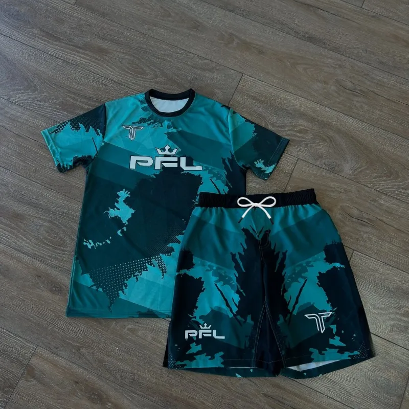 Kid's PFL MMA Training Set Breathable Quick Dry T-shirt + Shorts 2PCS Combat Sportswear for Grappling Boxing Family Matching