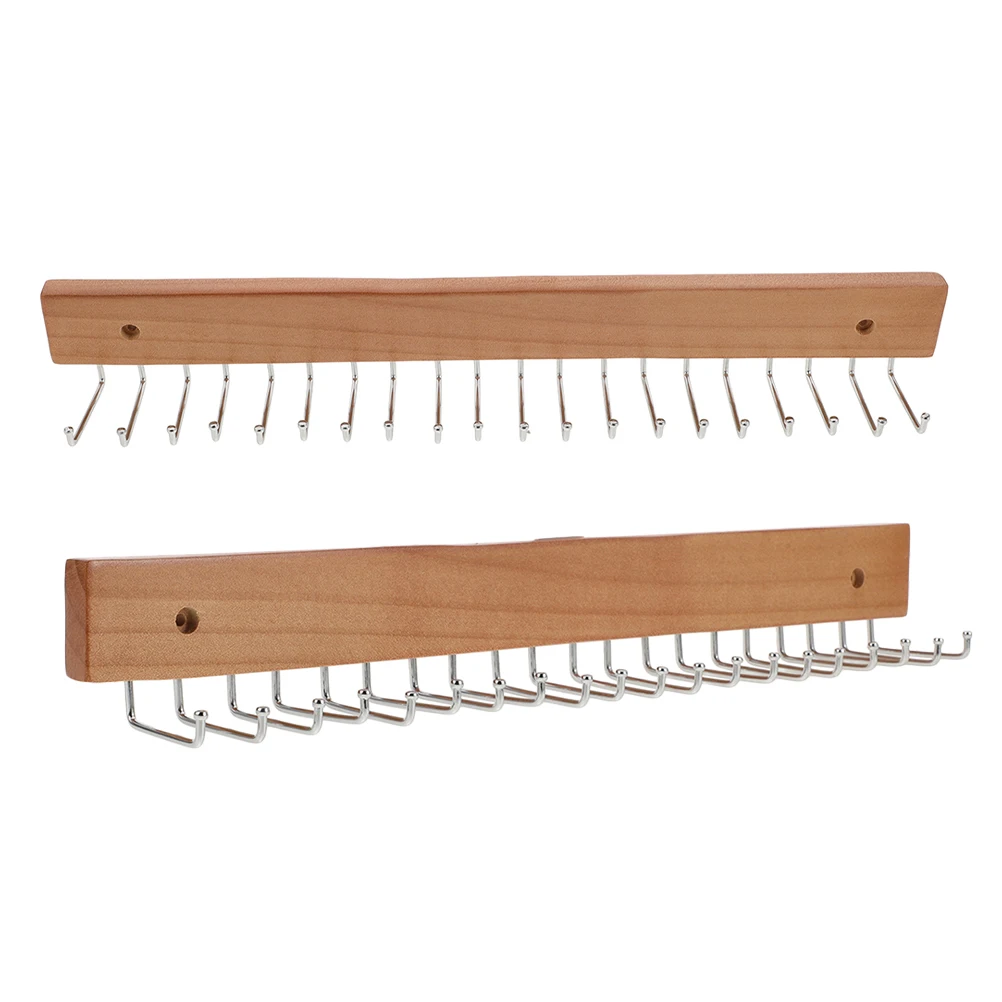 

2pcs Wooden Tie Hanger Hanger Scarf Organizer for Men Women Closet Storage WallMounted Wooden Tie Rack SpaceSaving