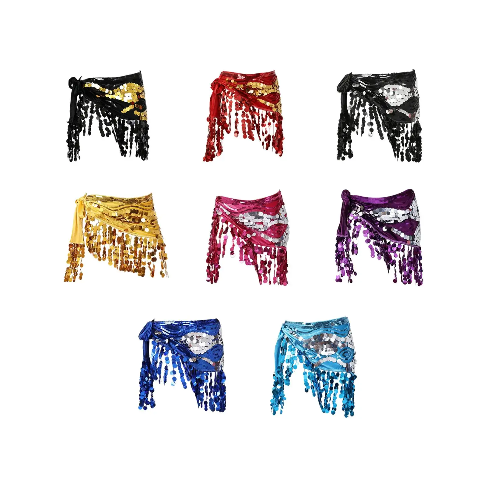 Belly Dance Hip Scarf Wrap Shiny Sparkly Waist Chain for Performance Women Girls