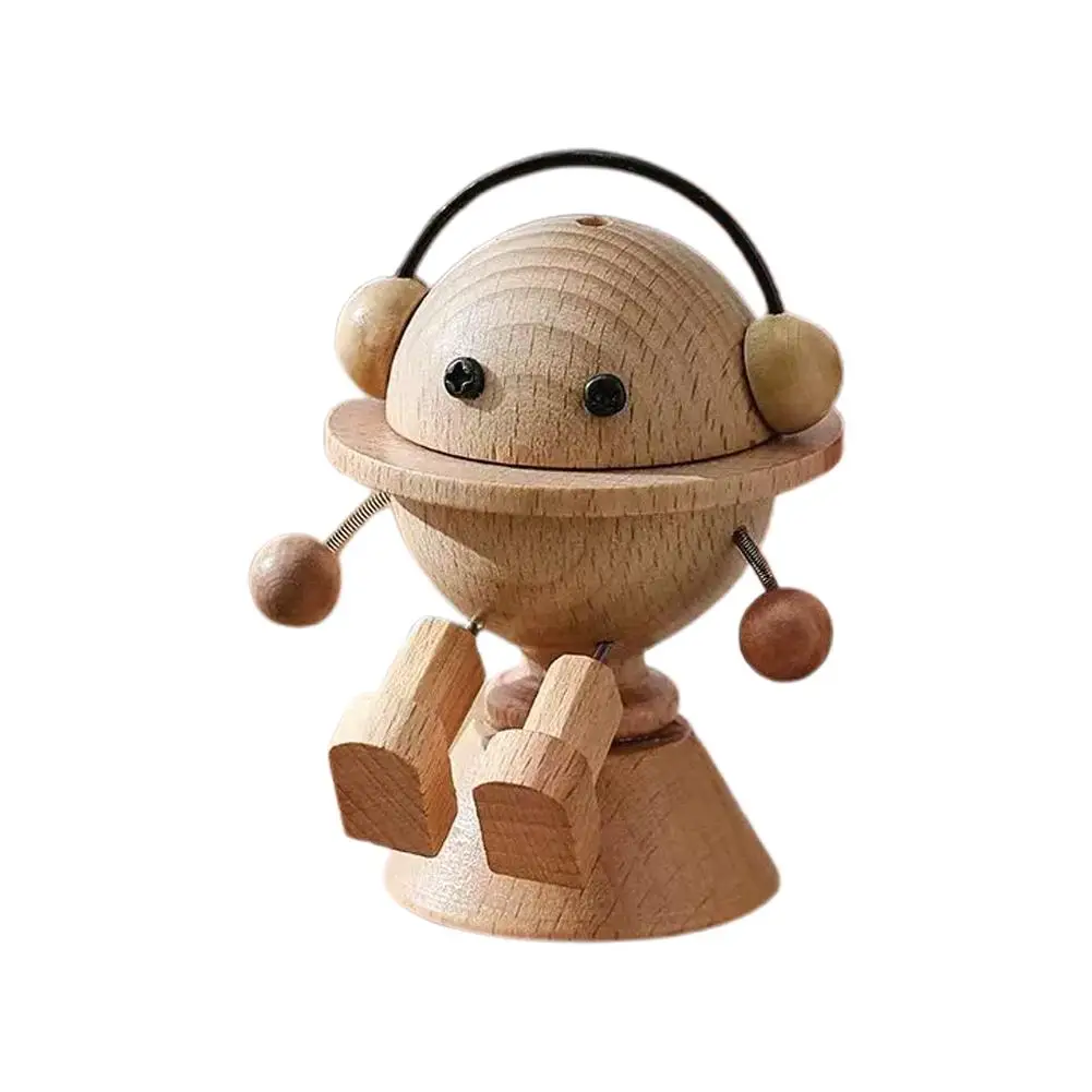 Cute Wooden Shaking Leg Planet Ornament Creative Car Aromatherapy Air Diffuser Aesthetic Desktop Statue Home Office Decor Gift