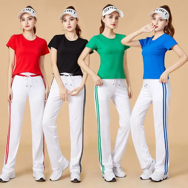 quick-dry-square-dance-outfit-set-short-sleeve-t-shirt-top-gymnastics-sportswear-group-fitness-clothes-large-size-pants