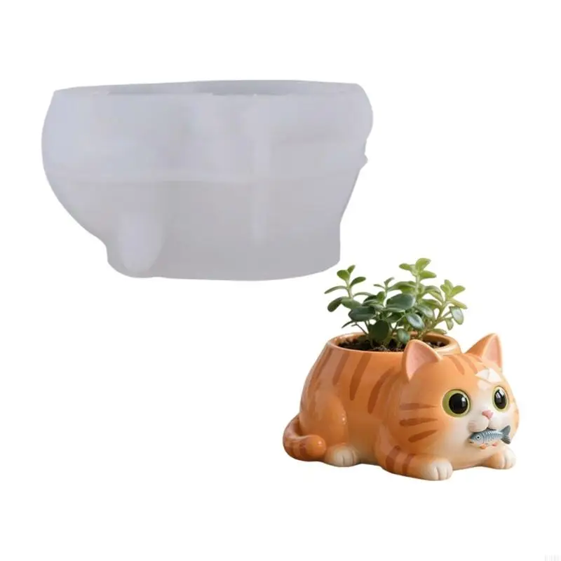

R3MC Reusable Cats Flower Container Silicone Mold Suitable for Creating Resin Art Concrete Ornaments and Artistic Gift Items