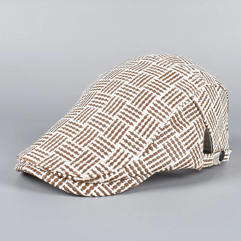 Summer Straw Hat Sun Cap For Men 2026 Fashion Beach Sunhat Letter Striped Print Peaky Blinders Flat Cap Man Newsboy Hats