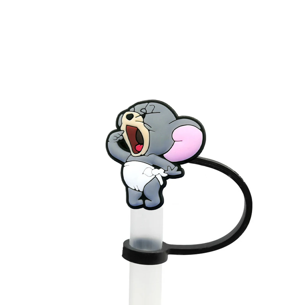 Cat Mouse Animal Straw Cover Cap for Reusable Drinking Dust Cap Glas Cup Accessories,Straw Toppers 10mm Silicone Straw Cover