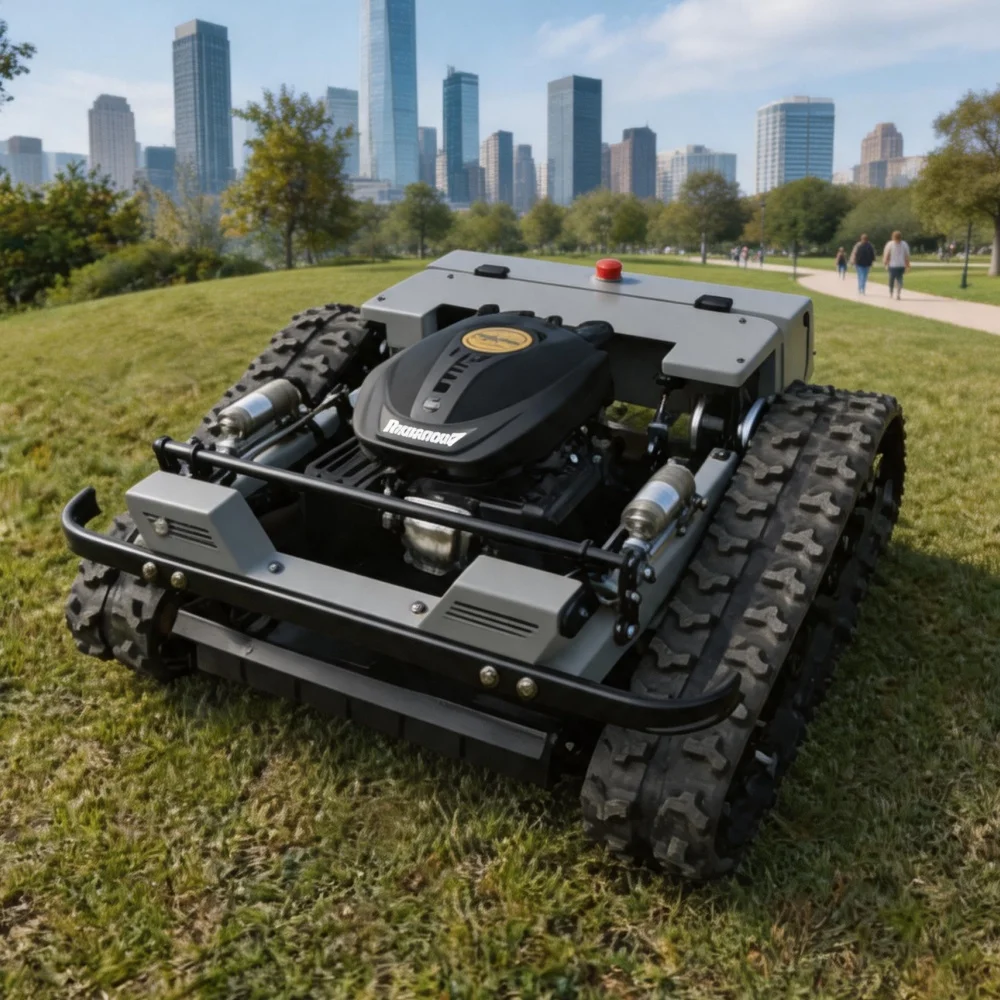 Small Tracked Lawn Mower 800mm Cutting Width All-Terrain Remote Control Zero Turn Multi-use Trimmer CE EPA Certified Garden