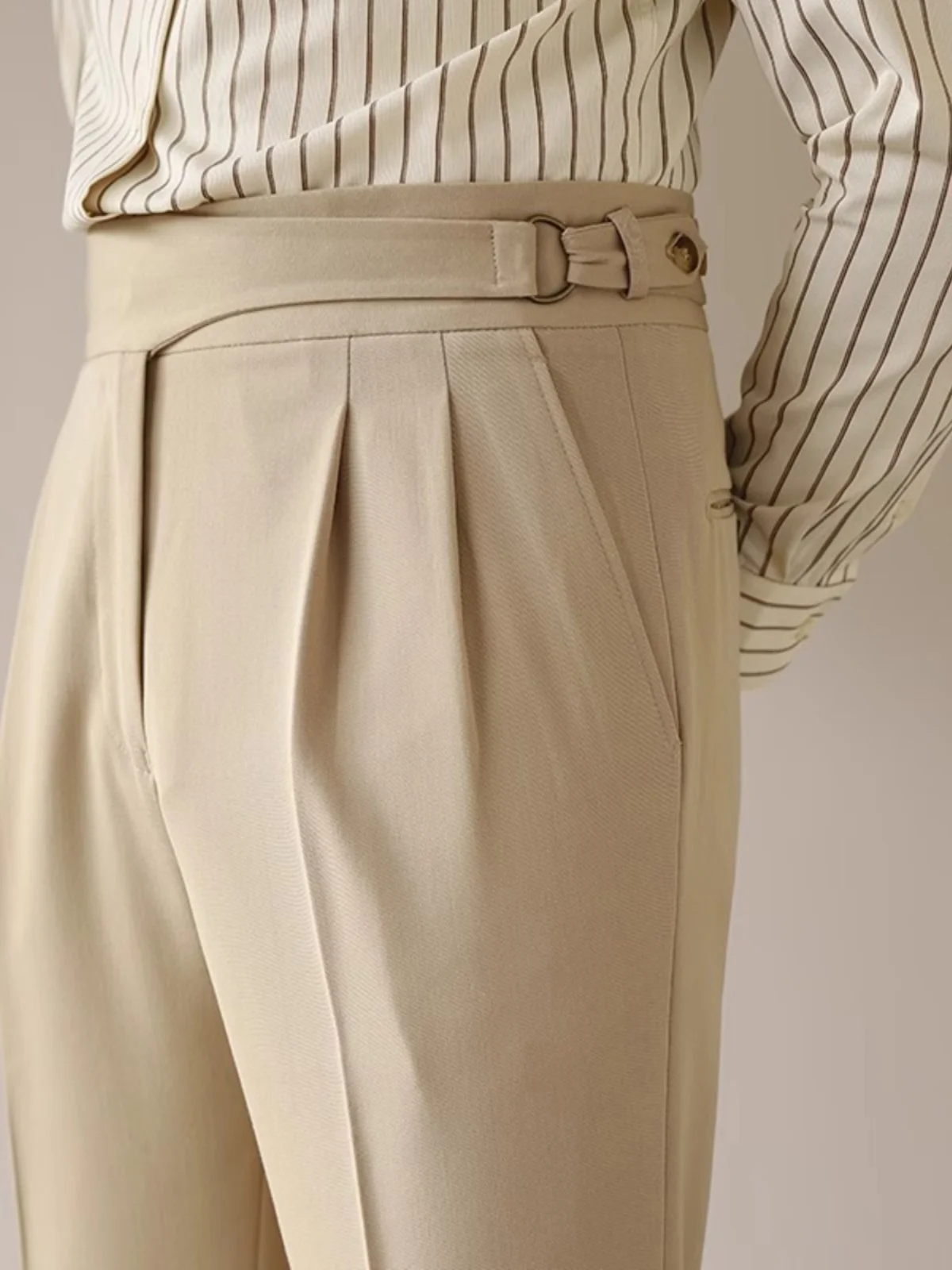 

Italian Sle Naples High Waist Men's Casual Straight Leg Busin Commuter Drapey Long Trousers Autumn Faion Trend
