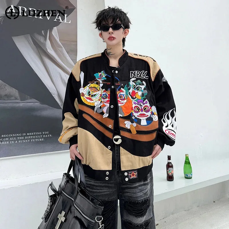 LUZHEN 2026 Autumn Trendy Embroidery Cartoon Pattern Loose Casual Jacket Men's Fashion Handsome High Quality Male Clothes JY8949