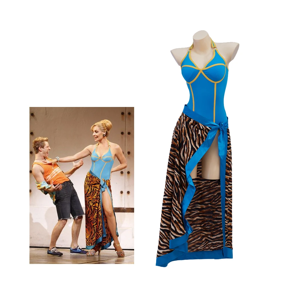 Musical Mamma Mia pettorina Costume da Cosplay anna Sexy tuta blu con gonna vestito da spettacolo teatrale di Broadway