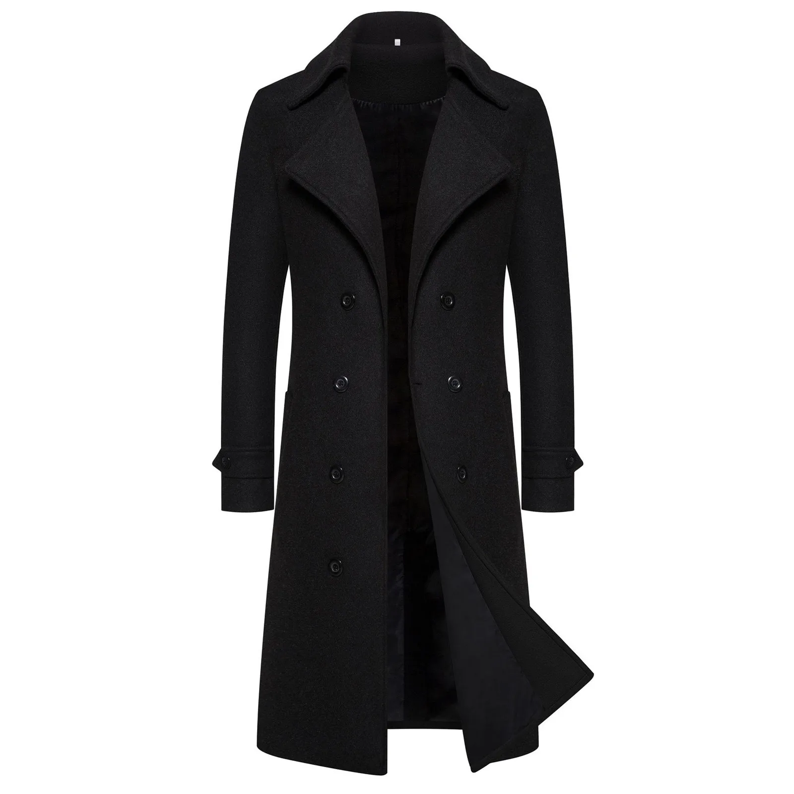 Woolen Warm Men's Double Breasted Overcoat Autumn/Winter Button Long Cardigans Smooths Long Jacket Elegant Trench Coat For Men