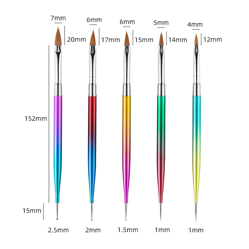 5-delige Nail Art Pen Set Premium Metaal DIY Manicure Tool Kit Uv Gel Pen Vakmanschap Professioneel Thuisgebruik Nail Art Tools